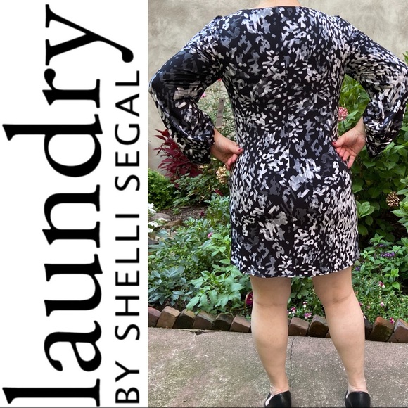 $185 LAUNDRY Black/Grey Print Dress NWT size 12 - Picture 4 of 8